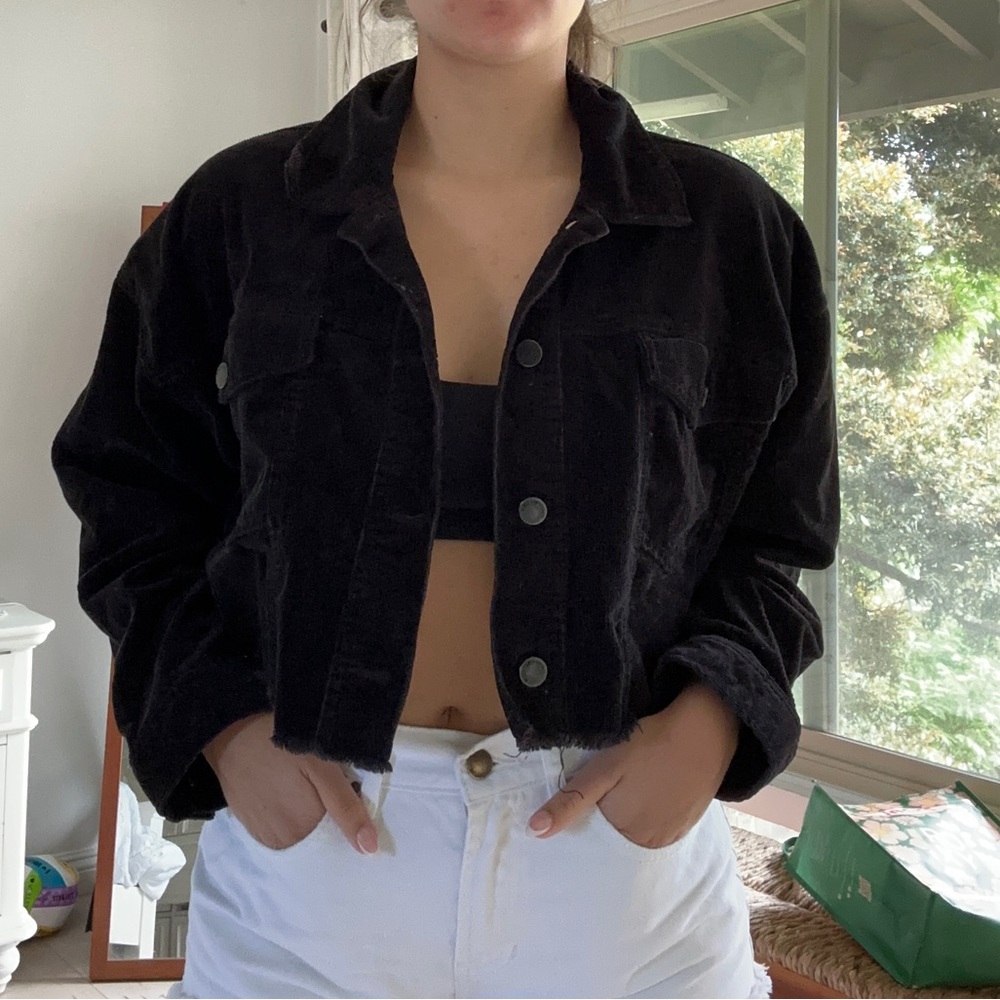 Black corduroy cropped Jean jacket